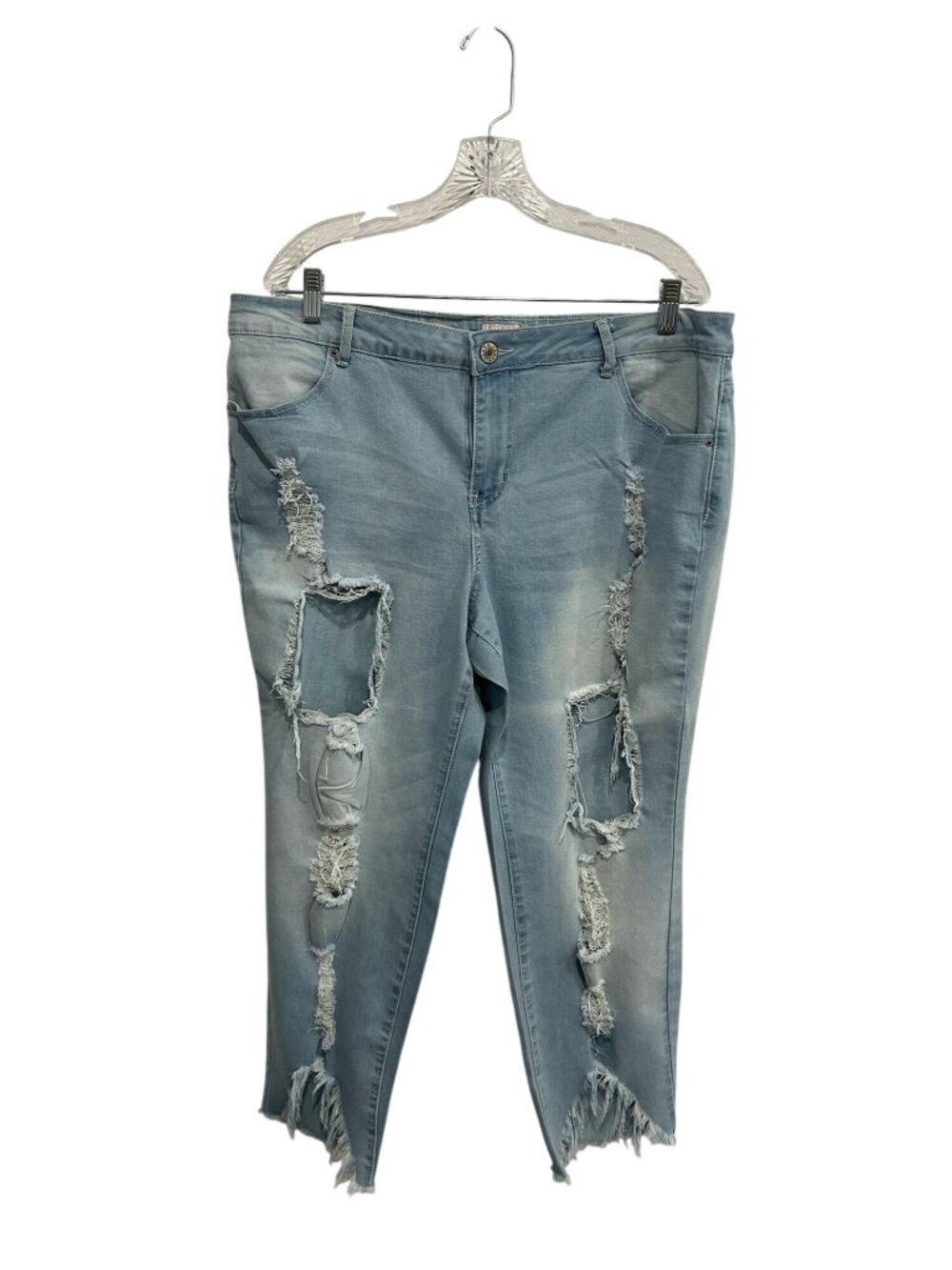 Elite Jeans 38.5 Distressed High-Rise Frayed Ankle Jeans Retro Grungecore